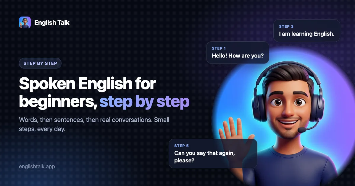 Spoken English for beginners, learned step by step